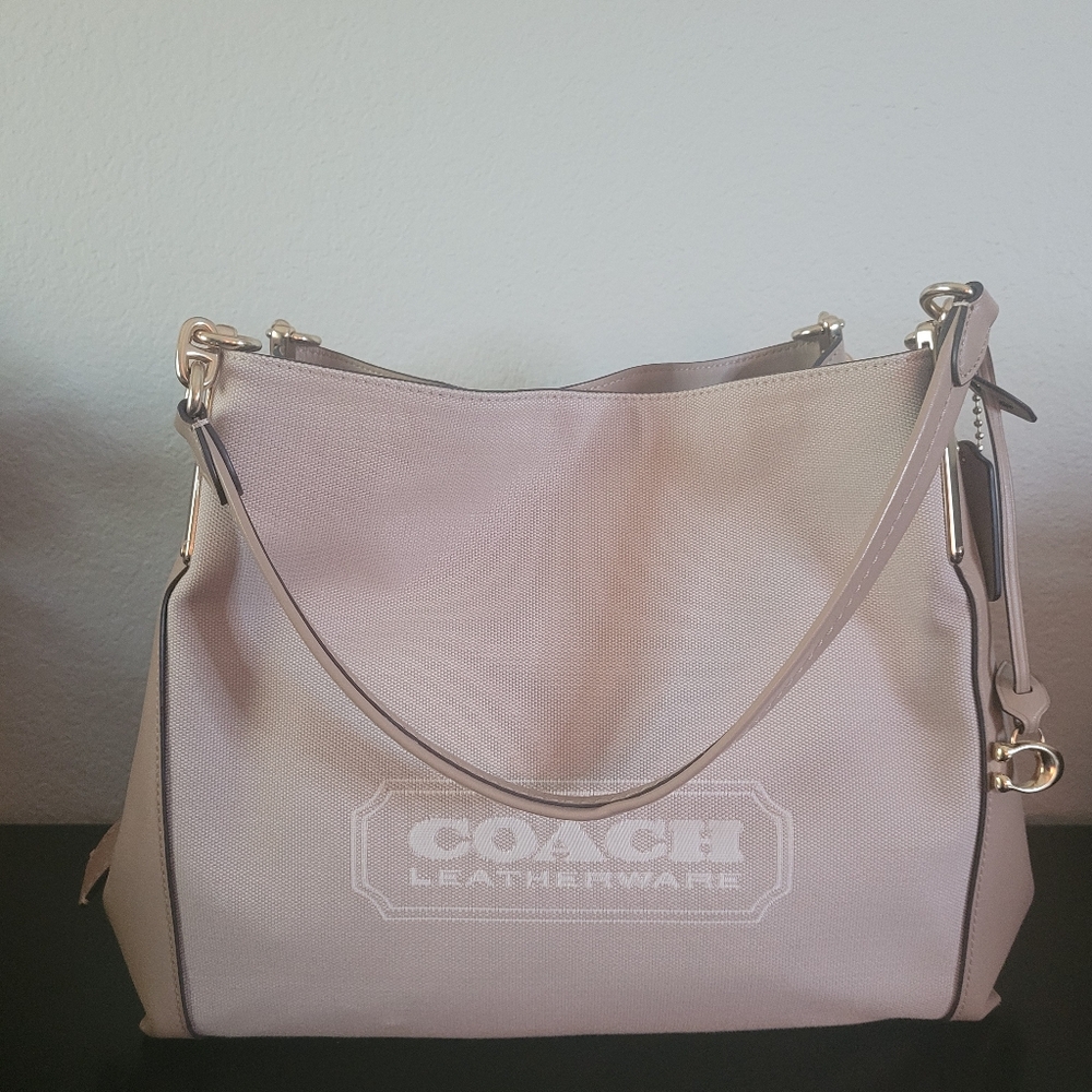 COACH Dalton 31 Horse and Carriage Jacquard Shoulder Bag Chalk - Picture 3 of 15